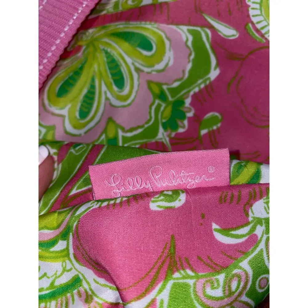Lilly Pulitzer Insulated Cooler Tote Bag vibrant pink and green floral pattern - Picture 6 of 8